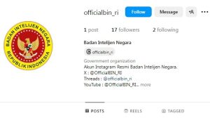 Foto tangkapan layar akun instagran BIN