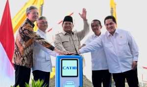 Foto istimewa Presiden Prabowo Subianto saat meresmikan groundbreaking Proyek Ekosistem Industri Baterai Listrik Terintegrasi di Karawang, Jawa Barat.
