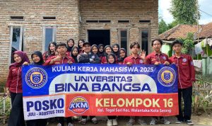 Foto bersama mahasiswa/i dan DPL PKM Uniba 2025 kelompok 16 di Kelurahan Tegal Sari Walantaka Kota Serang