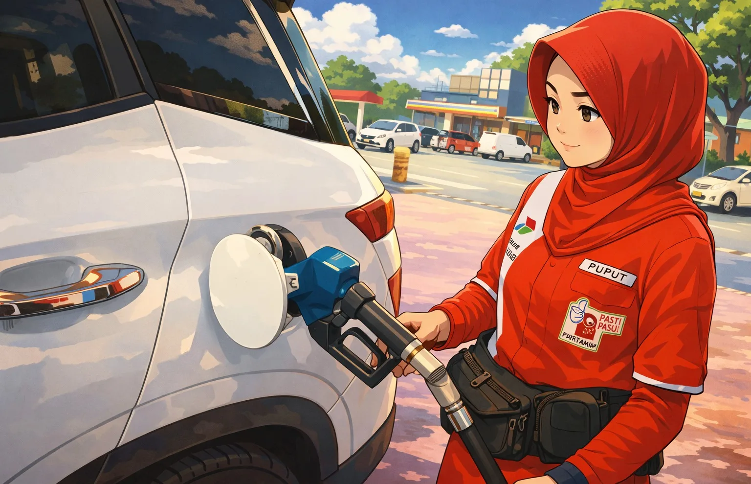 SPBU Ilustrasi gambar digital