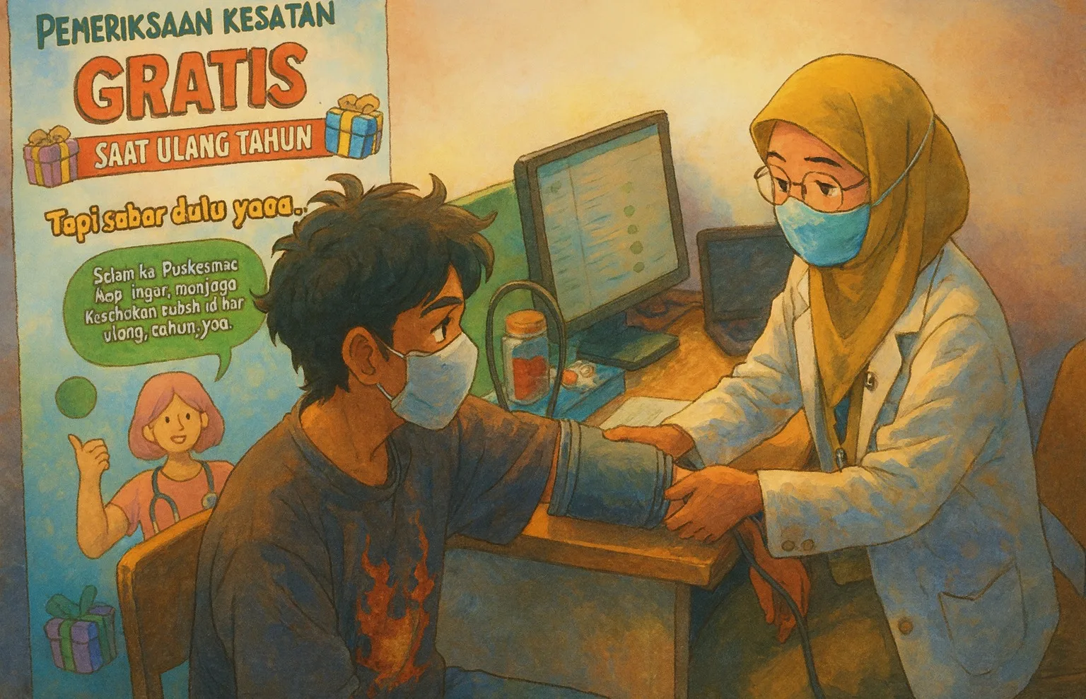 cek kesehatan gratis Ilustrasi gambar digital