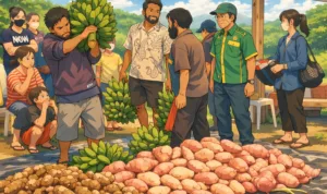 pasar di papua Ilustrasi gambar digital