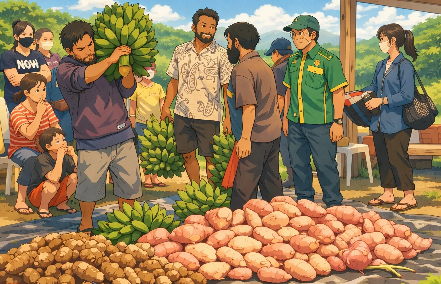 pasar di papua Ilustrasi gambar digital