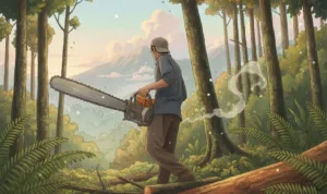 pembalakan hutan Ilustrasi gambar digital