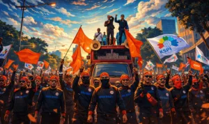 demo buruh Ilustrasi gambar digital