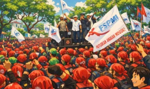 demo buruh Ilustrasi gambar digital