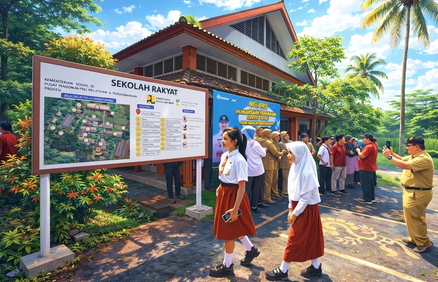 sekolah rakyat Ilustrasi gambar digital