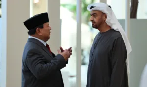 Presiden Prabowo Subianto dalam pertemuan bilateral dengan Presiden Persatuan Emirat Arab, Sheikh Mohammed bin Zayed Al Nahyan (MBZ).*//Foto istimewa