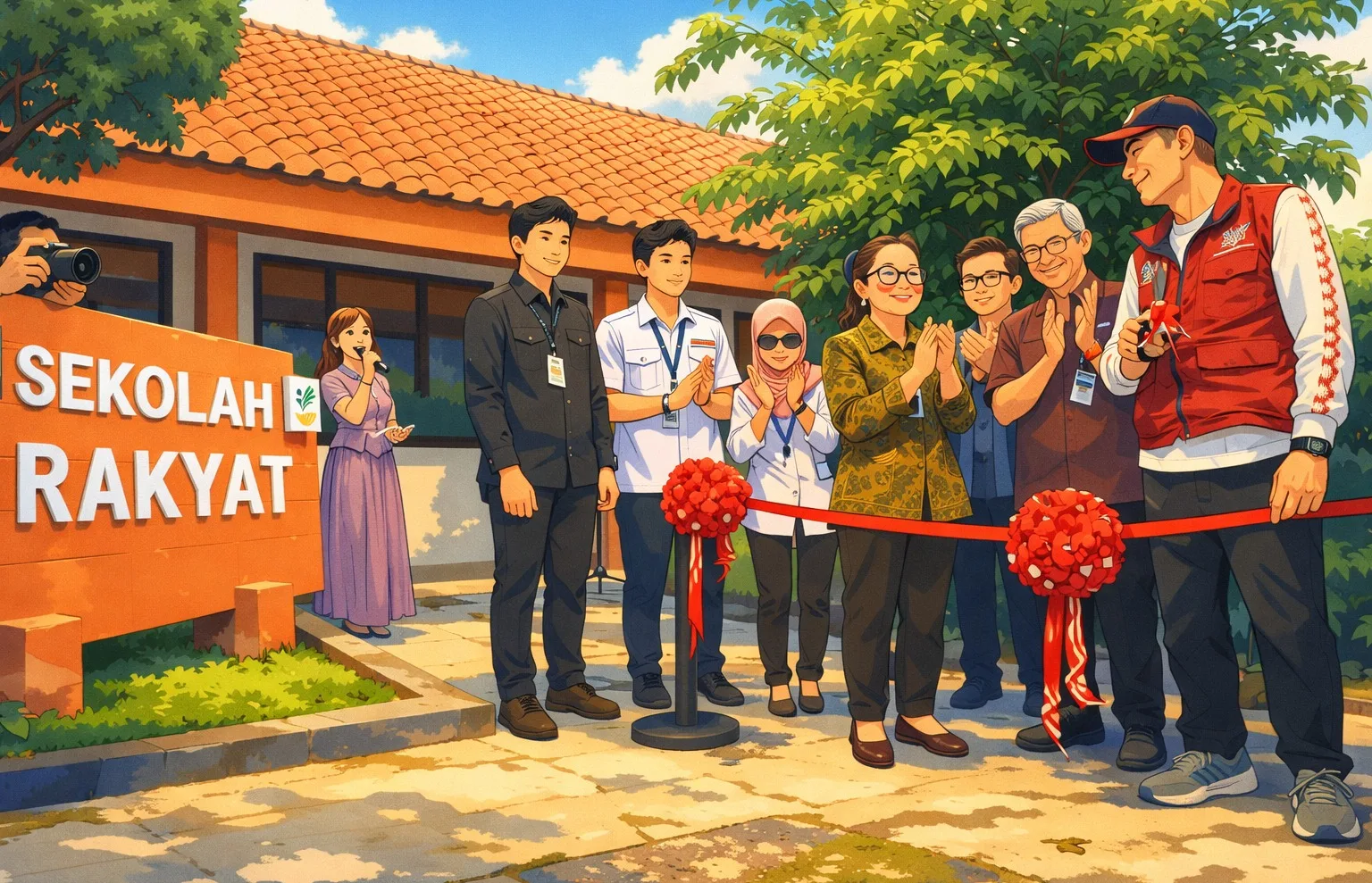 sekolah rakyat Ilustrasi gambar digital