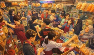 belanja lebaran Ilustrasi gambar digital