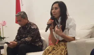 Kepala Museum dan Cagar Budaya, Esti Nurjadin, saat menjelaskan program memperingati Hari Ulang Tahun ke-248 pada 24 April 2026 di Museum Nasional Indonesia Jakarta.//Foto Gito Waluyo