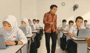 sekolah rakyat Ilustrasi gambar digital