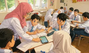 sekolah rakyat Ilustrasi gambar digital