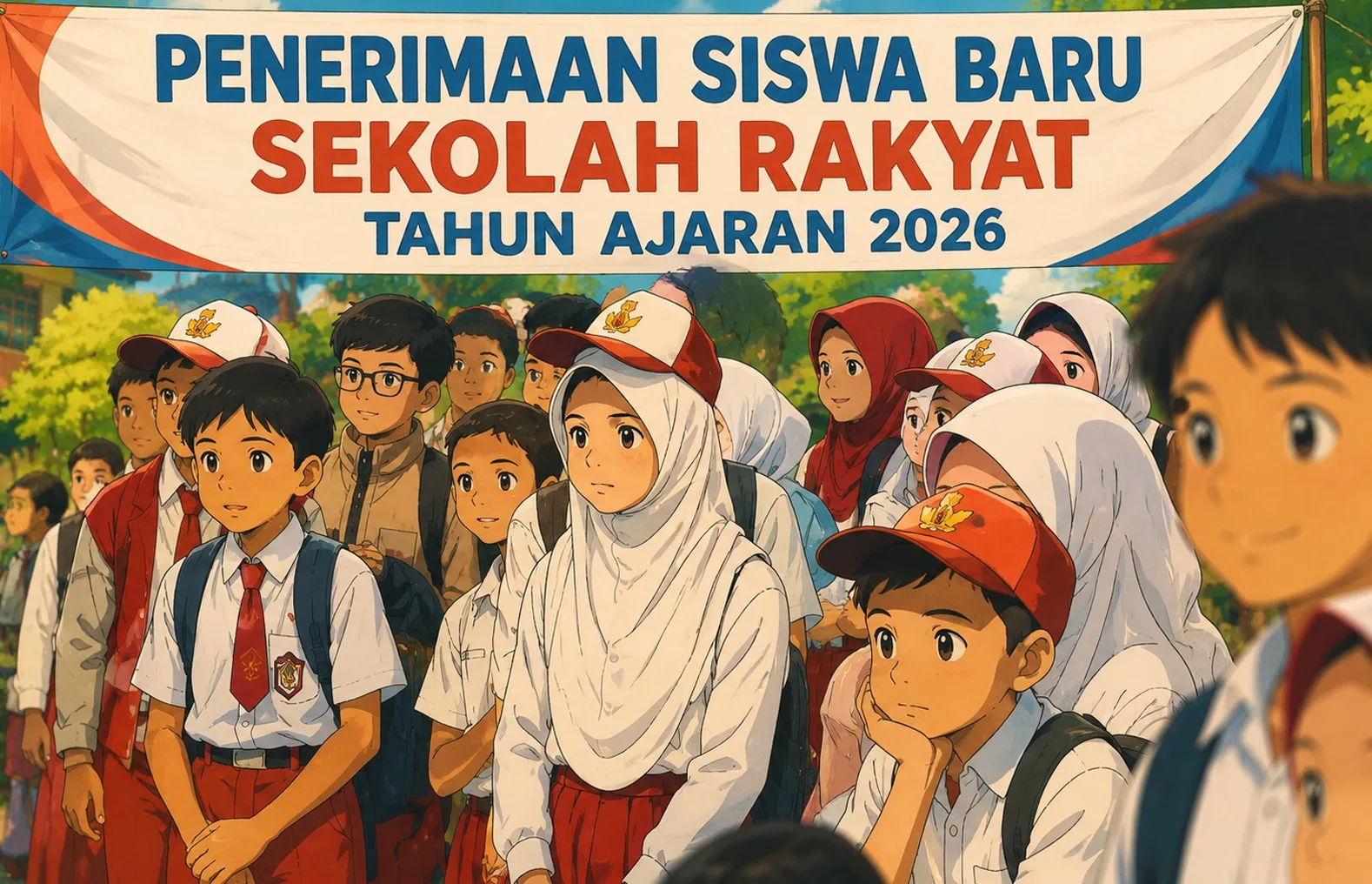sekolah rakyat Ilustrasi gambar digital