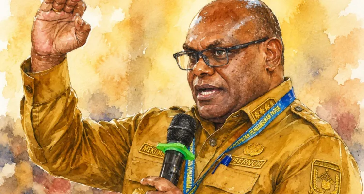 Gubernur Papua Tengah Meki Nawipa.//Foto olah digital