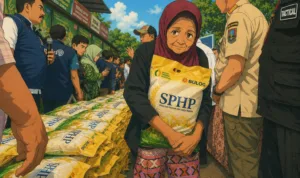 bantuan beras Ilustrasi gambar digital
