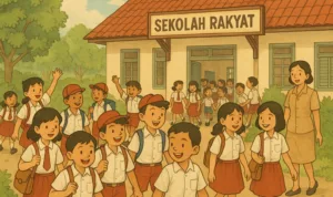 sekolah rakyat Ilustrasi gambar digital