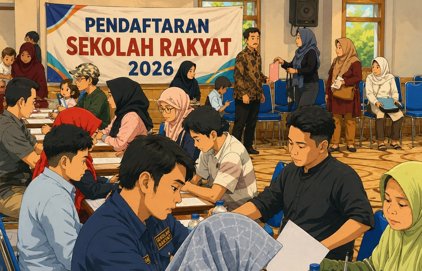 sekolah rakyat Ilustrasi gambar digital