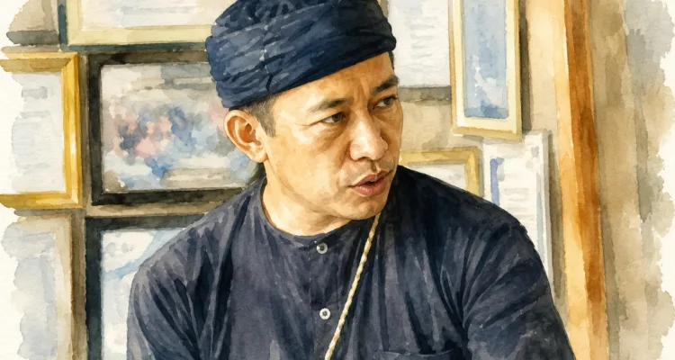 Ketua Komunitas Kamus Sunda Banten, Ocit Abdurrosyid Siddiq.//Foto olah digital