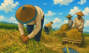 panen padi Ilustrasi gambar digital