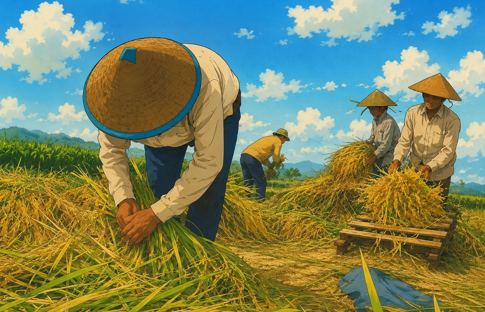 panen padi Ilustrasi gambar digital