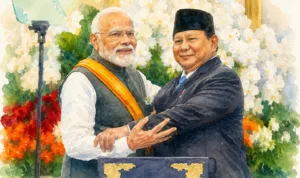Presiden Prabowo Subianto bersama Perdana Menteri India Narendra Modi.//Foto olah digital