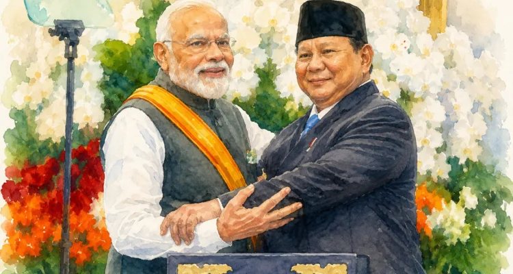 Presiden Prabowo Subianto bersama Perdana Menteri India Narendra Modi.//Foto olah digital