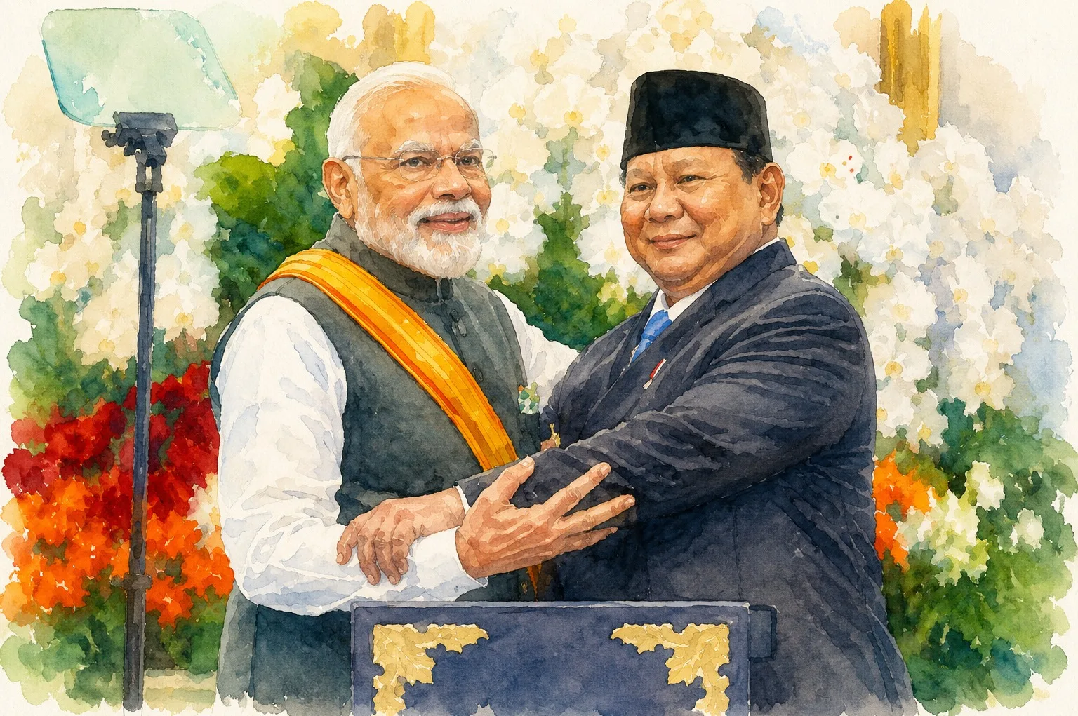 Presiden Prabowo Subianto bersama Perdana Menteri India Narendra Modi.//Foto olah digital