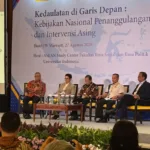 Seminar Nasional bertajuk “Kedaulatan di Garis Depan: Kebijakan Nasional Penanggulangan Spionase dan Intervensi Asing” yang diselenggarakan ASEAN Study Center (ASC) Fakultas Ilmu Sosial dan Ilmu Politik Universitas Indonesia (FISIP UI) di Hotel JW Marriott, Mega Kuningan, Jakarta Selatan, Kamis (27/8/2026).//Foto istimewa