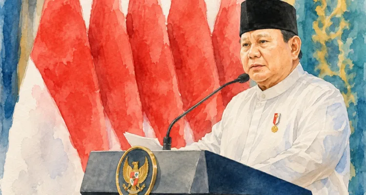 Foto olah digital Presiden Republik Indonesia, Prabowo Subianto.