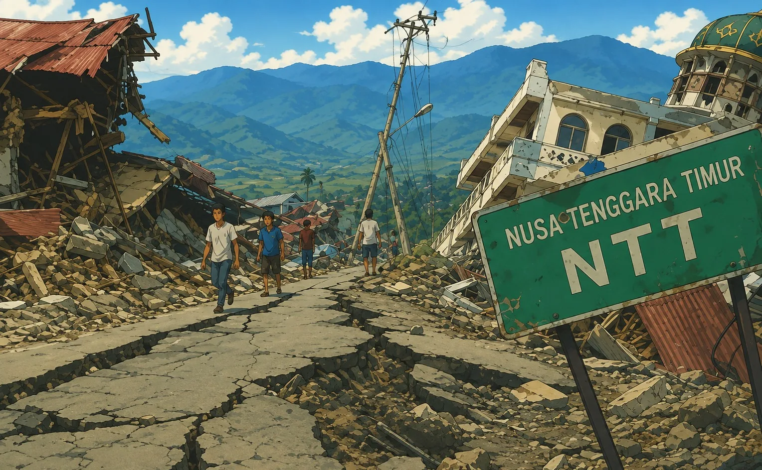 gempa ntt Ilustrasi gambar digital