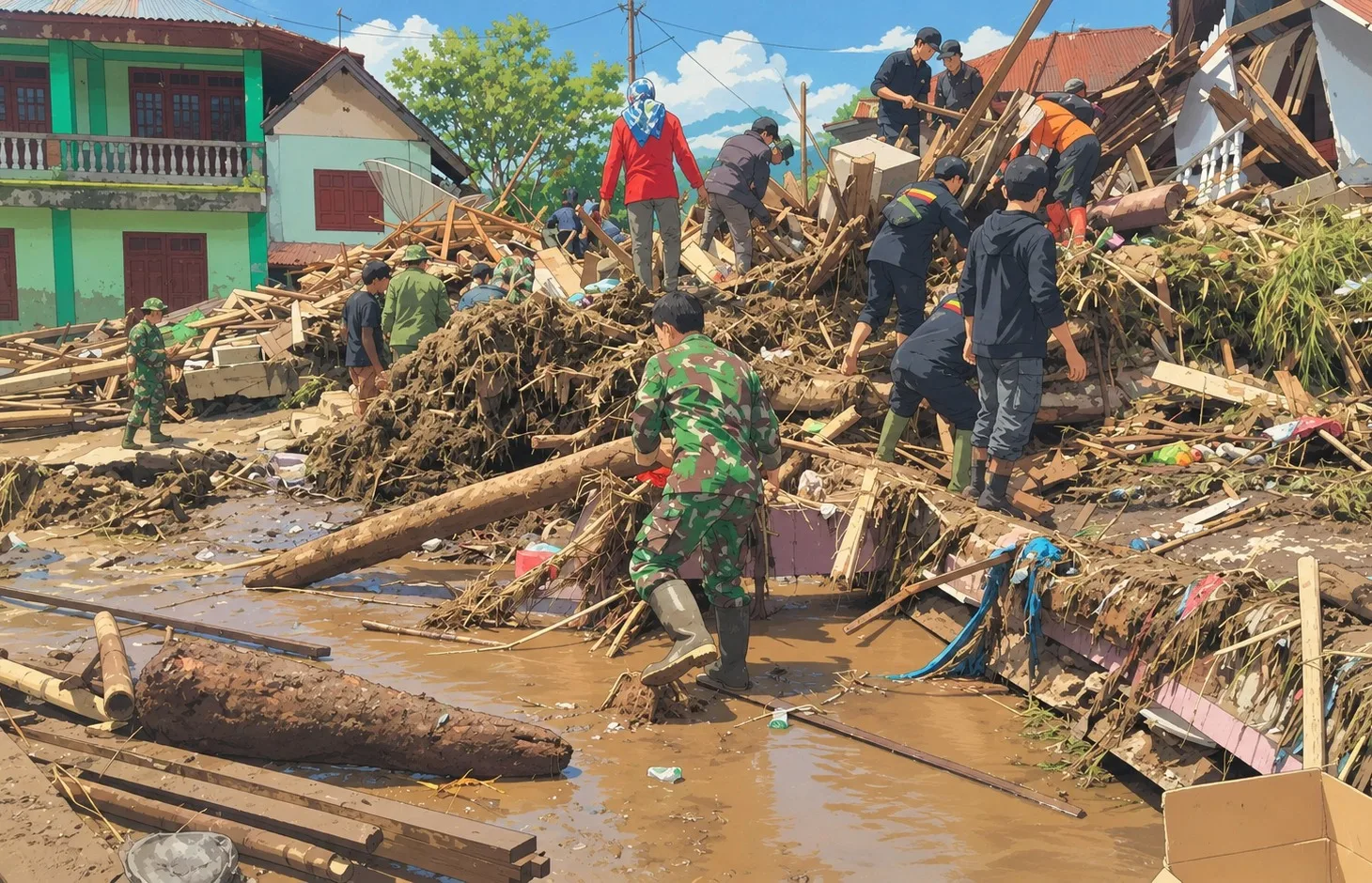 bencana alam Ilustrasi gambar digital