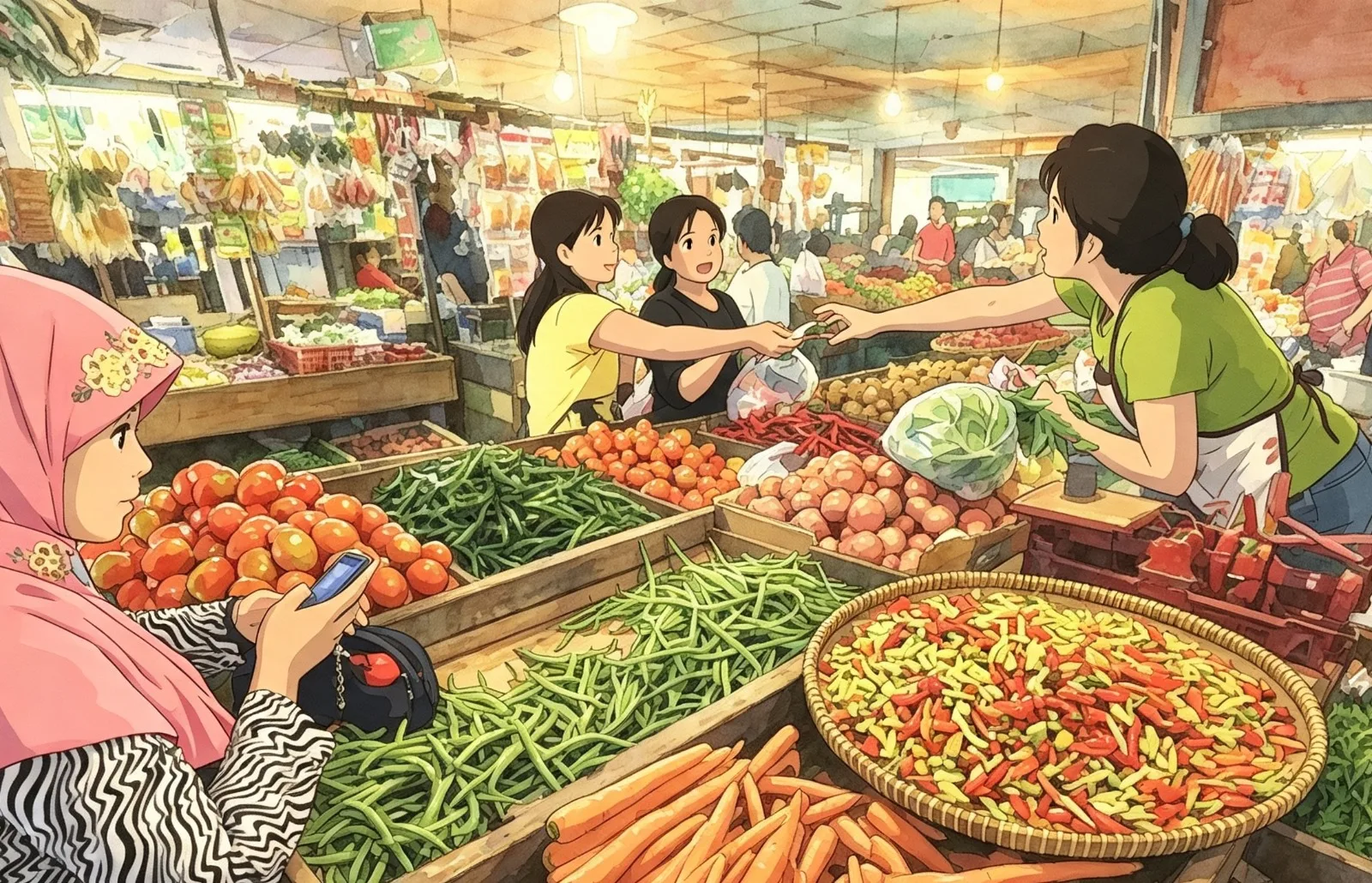 konsumen pasar Ilustrasi gambar digital
