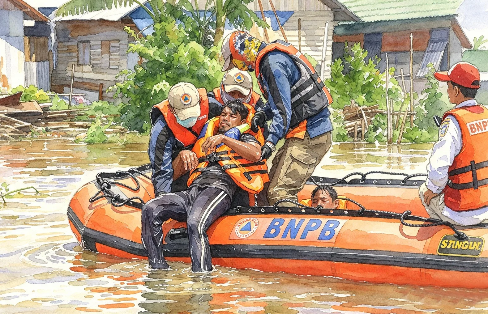 Penanganan bencana Ilustrasi gambar digital