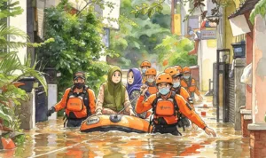 banjir Ilustrasi gambar digital