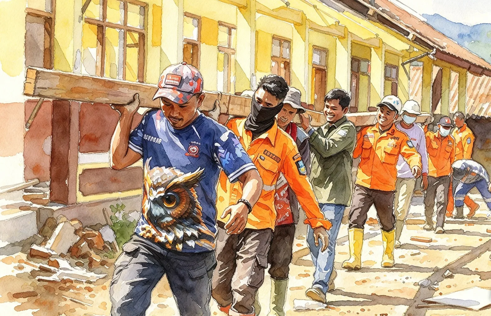 pemulihan bencana Ilustrasi gambar digital